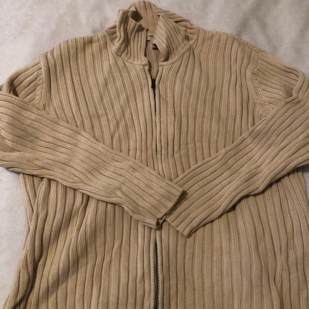 Eddie Bauer Beige Knit Zip-Up Cardigan